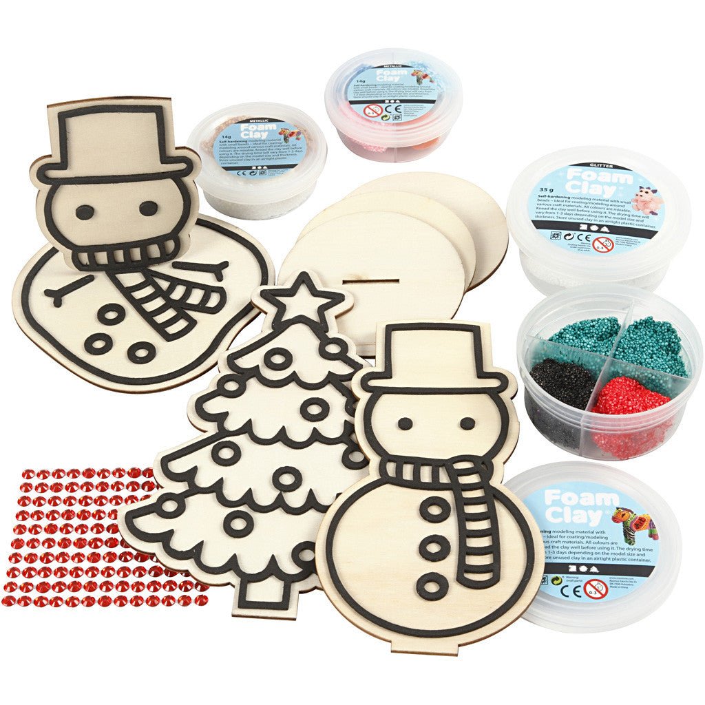 DIY Kit Wooden Figures Foam Clay Rhinestones Decoration Crafts - Polar - Home - Crafts