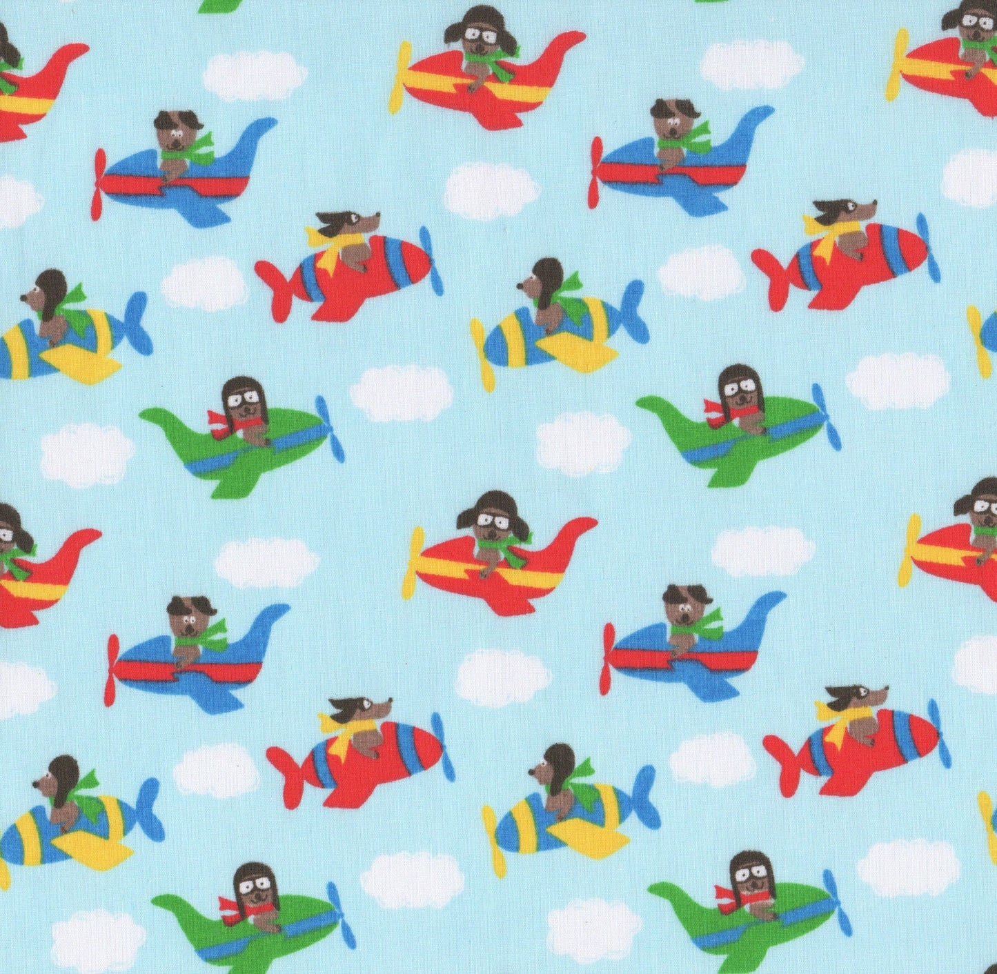 Dogs in Planes Polycotton Children Fabric Choose Size - Home - Crafts