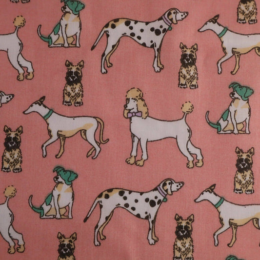 Dogs Pink Polycotton Children Fabric - Home - Crafts