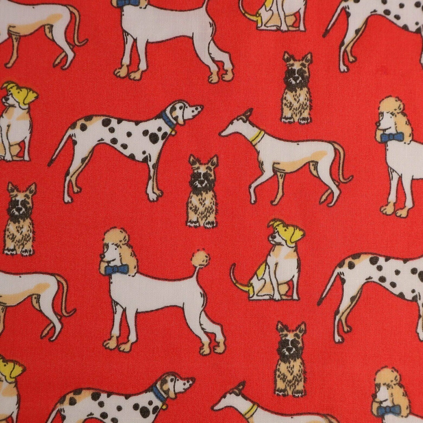 Dogs Red Polycotton Children Fabric Sold By Half Metre