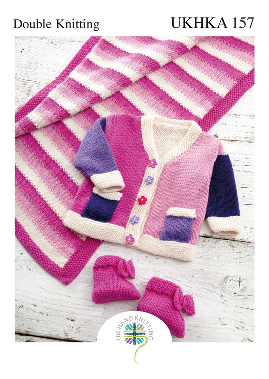 Double Knitting Pattern Blanket Cardigan Booties 0 To 1 years - Home - Crafts