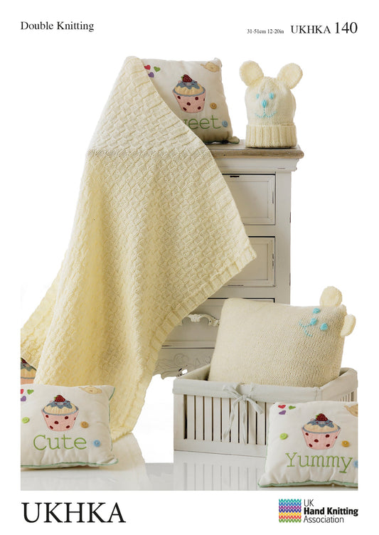 Double Knitting Pattern Blanket Cushion Hat 0 To 1 Year 31 - 51 cm 12 - 20 inches - Home - Crafts