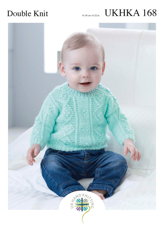 Double Knitting Pattern Cabled Detail Jumper 0 To 2 years 41 - 56 cm 16 - 22 inches - Home - Crafts