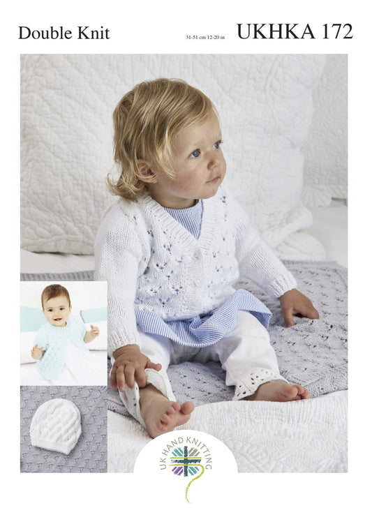 Double Knitting Pattern Cardigan Hat 0 To 1 years 31 - 51 cm 12 - 20 inches - Home - Crafts