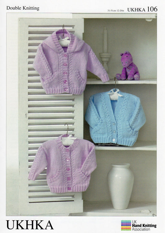 Double Knitting Pattern Cardigans 0 To 1 years 31 - 51 cm 12 - 20 inches - Home - Crafts