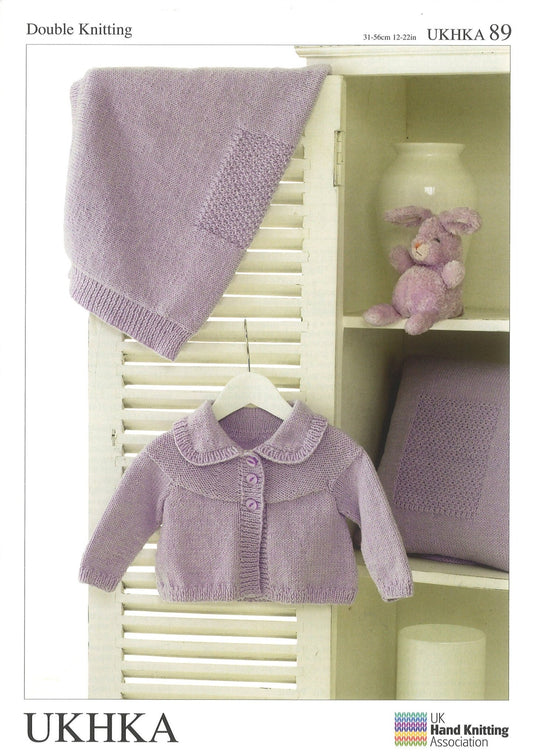 Double Knitting Pattern Cardigans Blanket Cushion 0 To 2 years 31 - 56 cm 12 - 22 inches - Home - Crafts