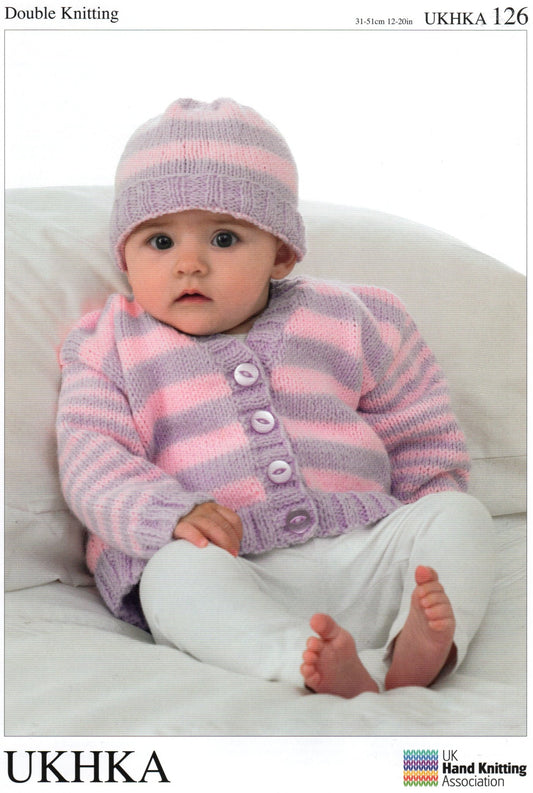 Double Knitting Pattern Cardigans Hat 0 To 1 years 31 - 51 cm 12 - 20 inches - Home - Crafts