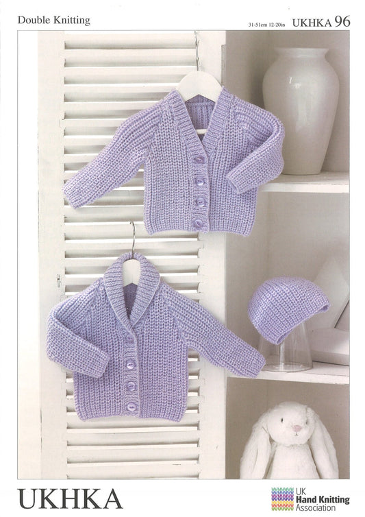 Double Knitting Pattern Cardigans Hat 0 To 1 years 31 - 51 cm 12 - 20 inches - Home - Crafts