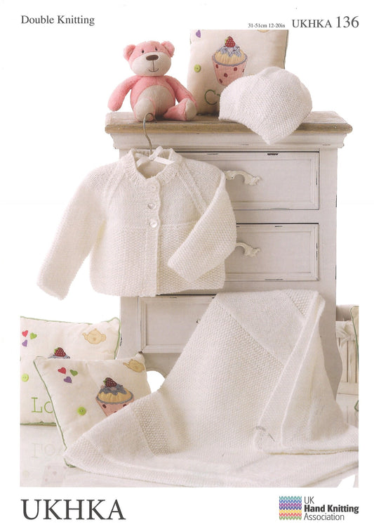 Double Knitting Pattern Cardigans Hat Blanket 0 To 1 years 31 - 51 cm 12 - 20 inches - Home - Crafts