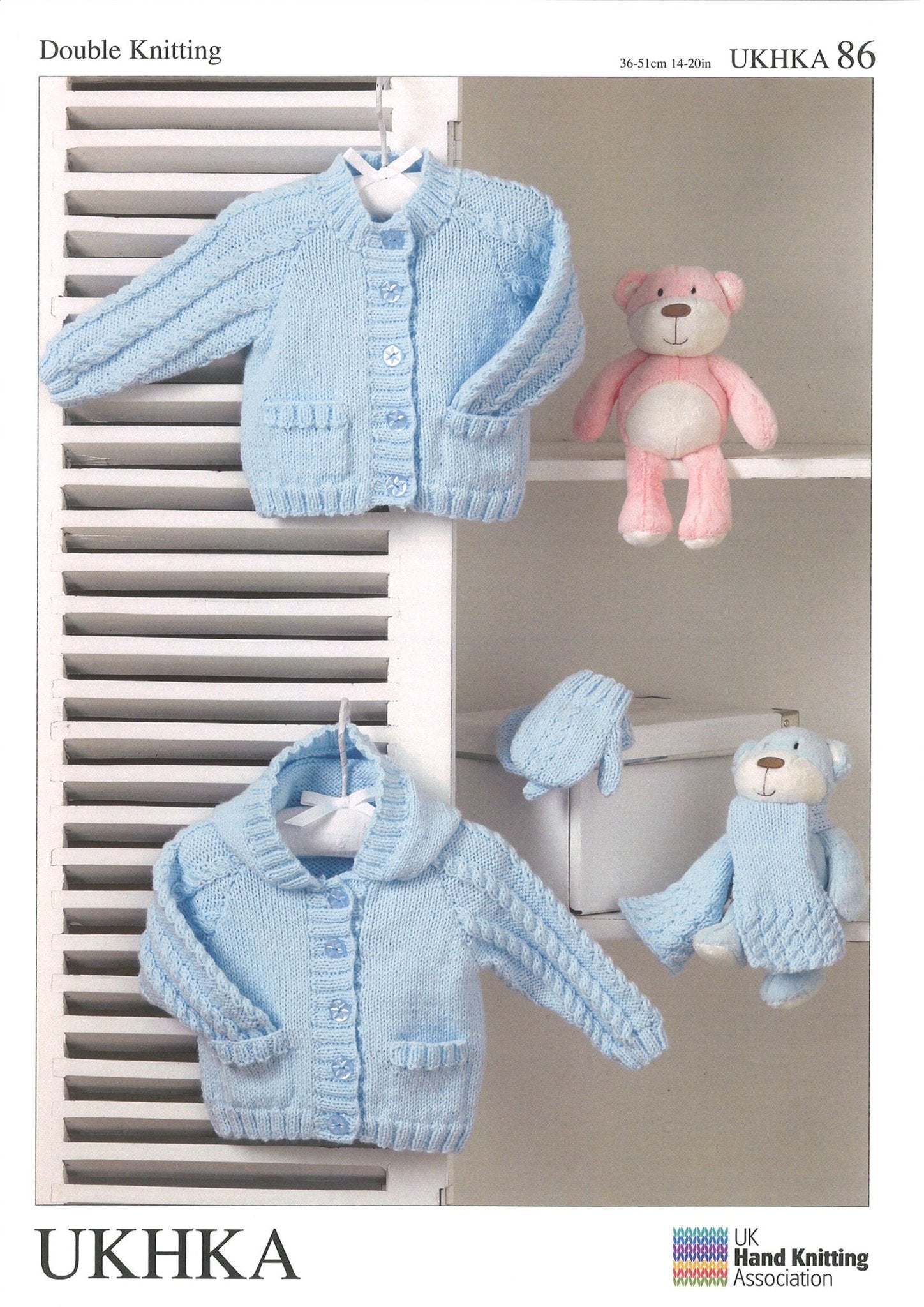 Double Knitting Pattern Cardigans Scarf Mittens 0 To 2 years 36 - 51 cm 14 - 20 inches - Home - Crafts