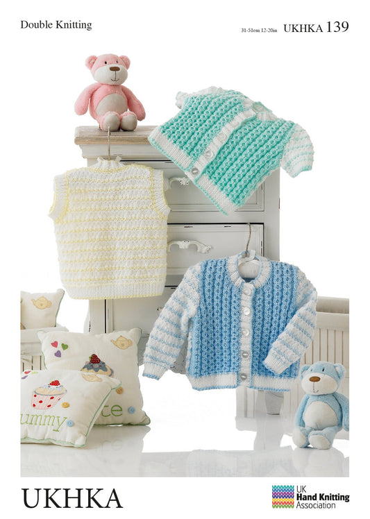 Double Knitting Pattern Cardigans Waistcoat 0 To 1 years 31 - 51 cm 12 - 20 inches - Home - Crafts