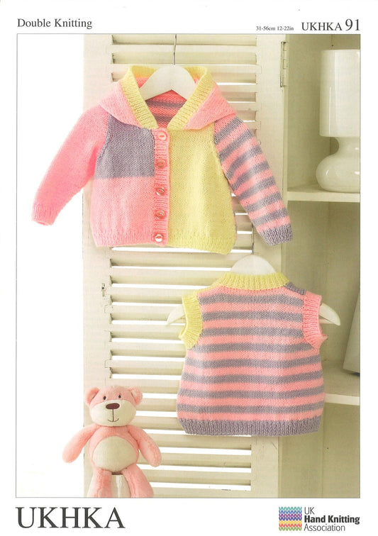 Double Knitting Pattern Cardigans Waistcoat 0 To 2 years 31 - 56 cm 12 - 22 inches - Home - Crafts