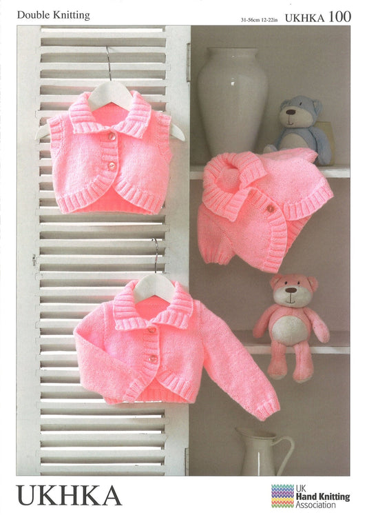 Double Knitting Pattern Cardigans Waistcoat 0 To 2 years 36 - 56 cm 12 - 22 inches - Home - Crafts