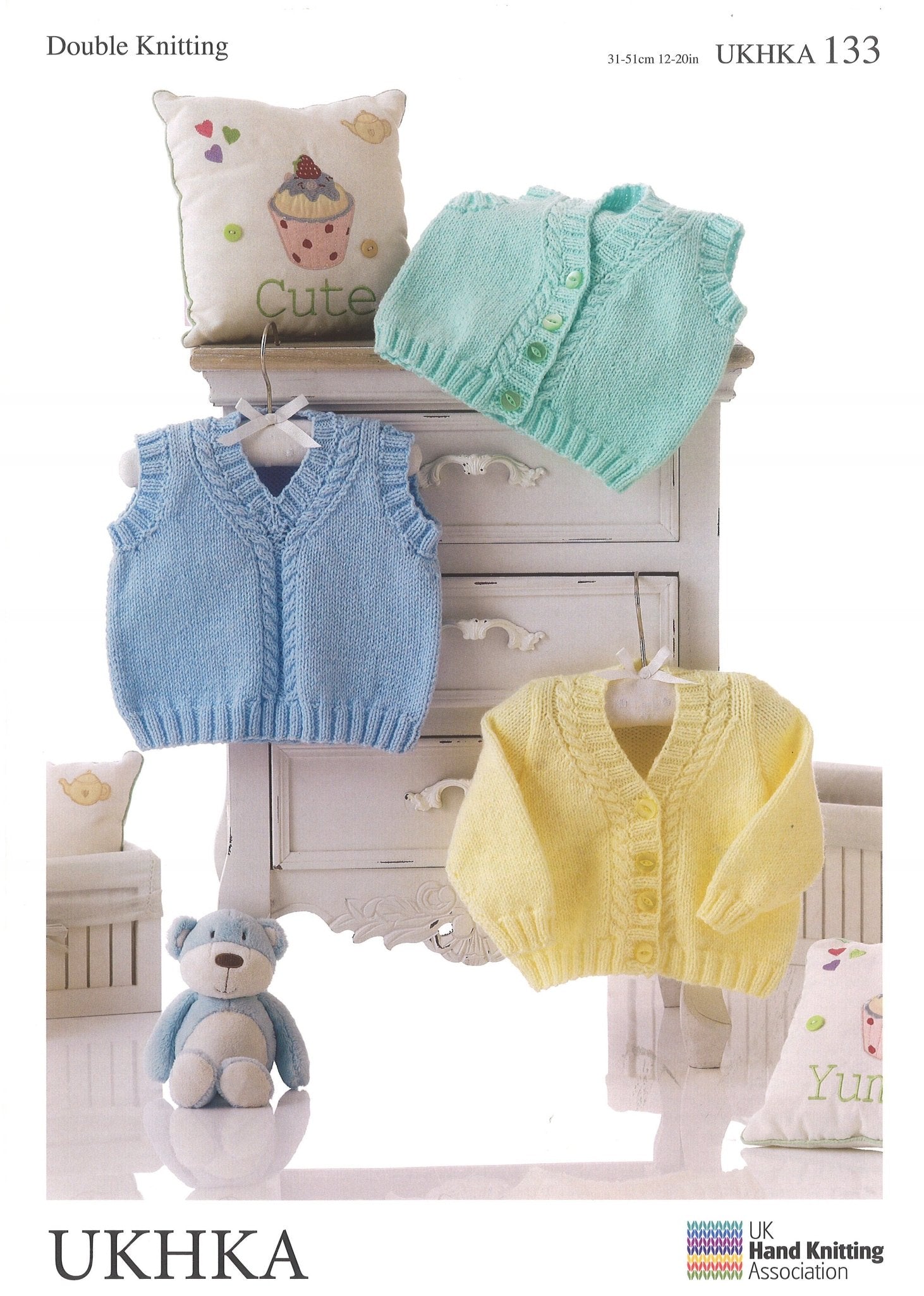 Double Knitting Pattern Cardigans Waistcoat Slipover 0 To 1 years 31 - 51 cm 12 - 20 inches - Home - Crafts