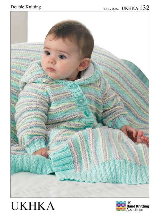 Double Knitting Pattern Hooded Cardigans Hat Blanket Premature To 1 Year 31 - 51 cm 12 - 20 inches - Home - Crafts