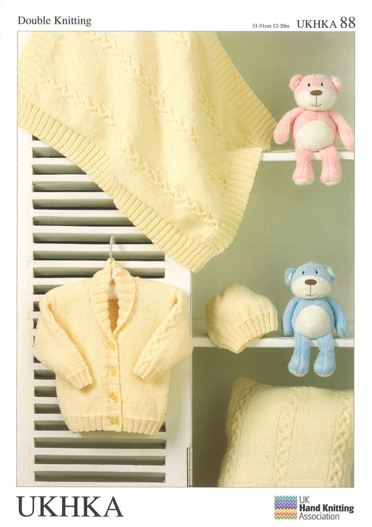 Double Knitting Pattern Jacket Hat Blanket Cushion 0 To 1 years 31 - 51 cm 12 - 20 inches - Home - Crafts
