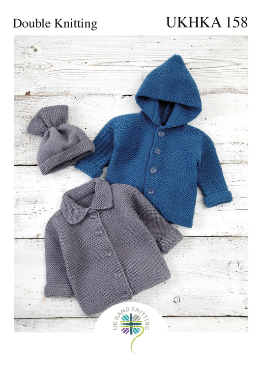 Double Knitting Pattern Jackets Hat 0 To 1 Year 35 - 50 cm 14 - 20 inches - Home - Crafts