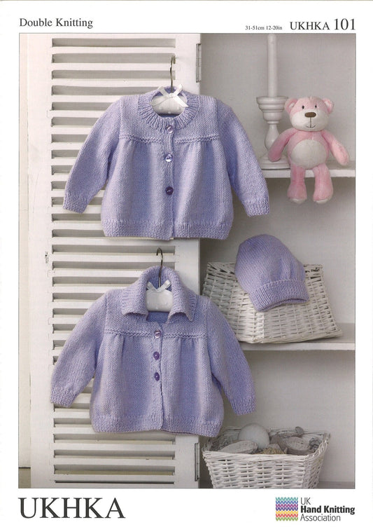 Double Knitting Pattern Jackets Hat 0 To 1 years 31 - 51 cm 12 - 20 inches - Home - Crafts