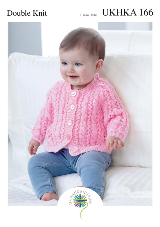 Double Knitting Pattern Pink Lace Detail Cardigan 0 To 1 years 31 - 51 cm 12 - 20 inches - Home - Crafts