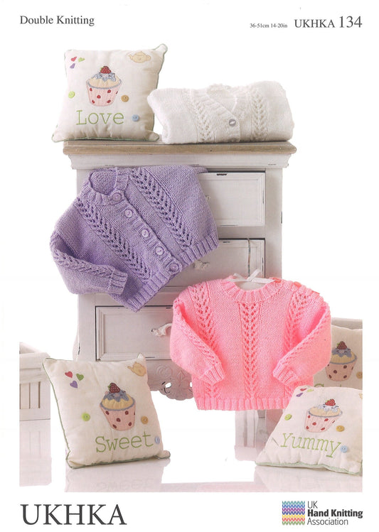 Double Knitting Pattern Sweaters Cardigans 0 To 1 years 36 - 51 cm 14 - 20 inches - Home - Crafts