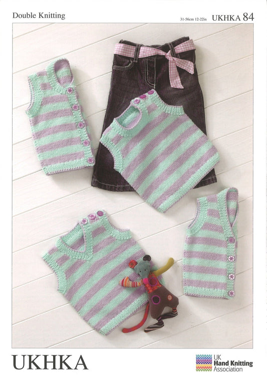 Double Knitting Pattern Waistcoats Slipovers 0 To 2 years 31 - 56 cm 12 - 22 inches - Home - Crafts