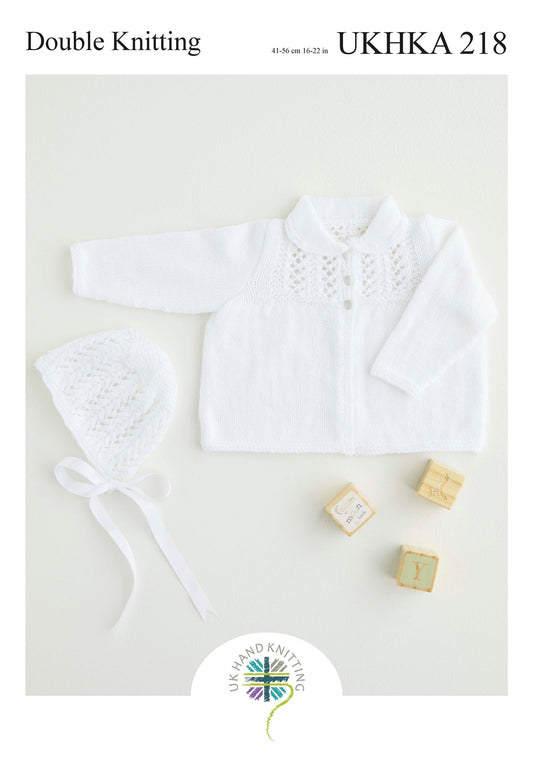 Double Knitting Patterned Baby Cardigan Hat Wool Yarn Crocheting Crafts 41 - 66 cm - Home - Crafts
