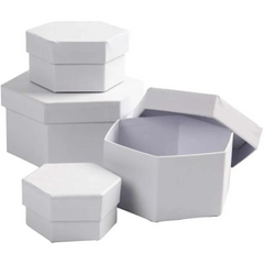 4 Hexagonal Boxes Paper Mache Cardboard Gift Storage Decorate Personalize