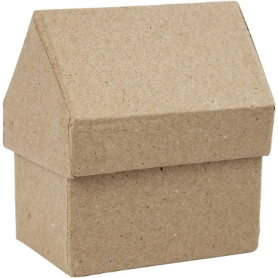 4 House Shaped Natural Paper Mache Card Boxes Gift Storage Decorate Personalize