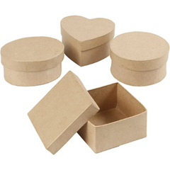 28 Assorted Boxes Natural Paper Mache Card Boxes Gift Storage Decorate Personalize