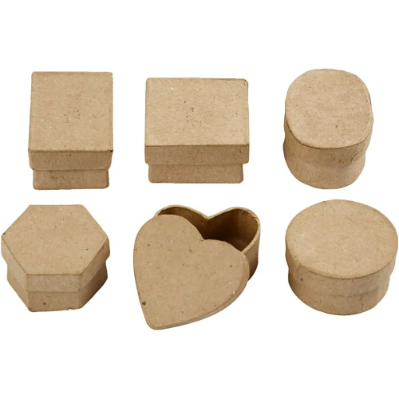 144 Mini Assorted Boxes Natural Paper Mache Card Boxes | Gift Storage Decorate Personalize