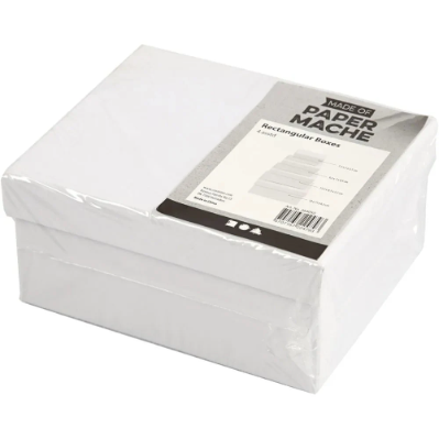 4 Rectangular Boxes Paper Mache Cardboard Gift Storage Decorate Personalize