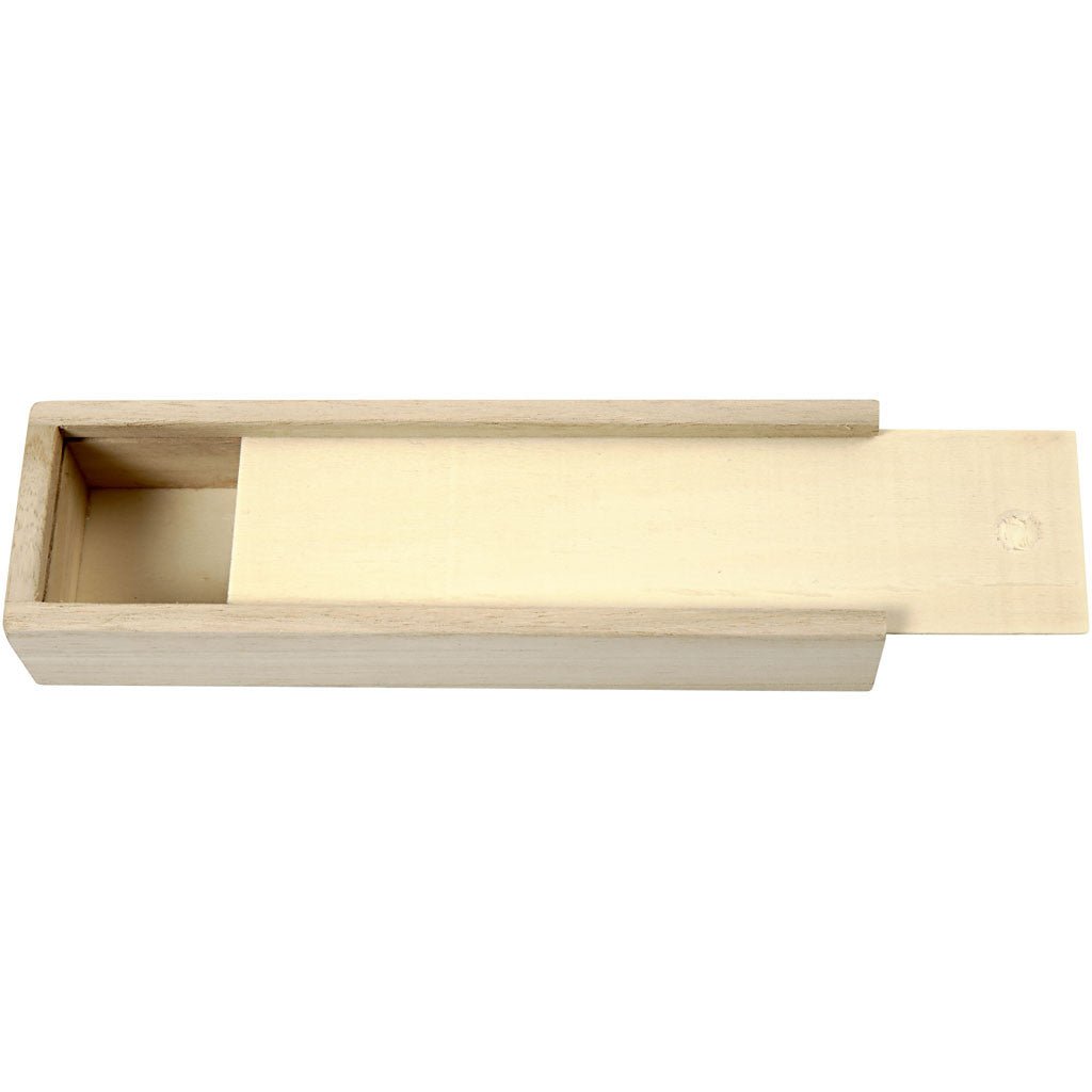 Empress Wood Pencil Stationery Box With Sliding Lid Decoration Storage Crafts 20x6x3.5 cm - Home - Crafts