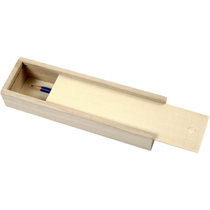 Empress Wood Pencil Stationery Box With Sliding Lid Decoration Storage Crafts 20x6x3.5 cm - Home - Crafts