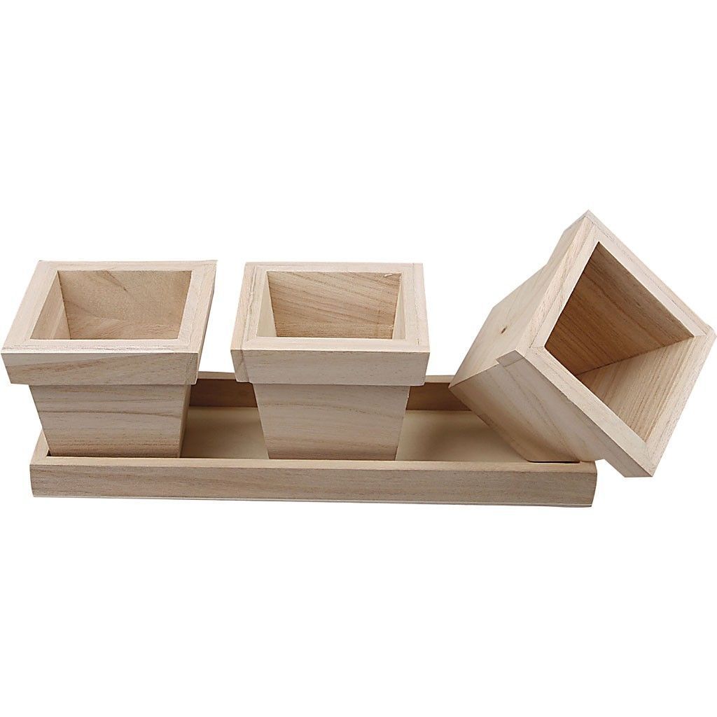 Empress Wood Small Flower Pots Set With Edge For Gardening 27 cm - Home - Crafts