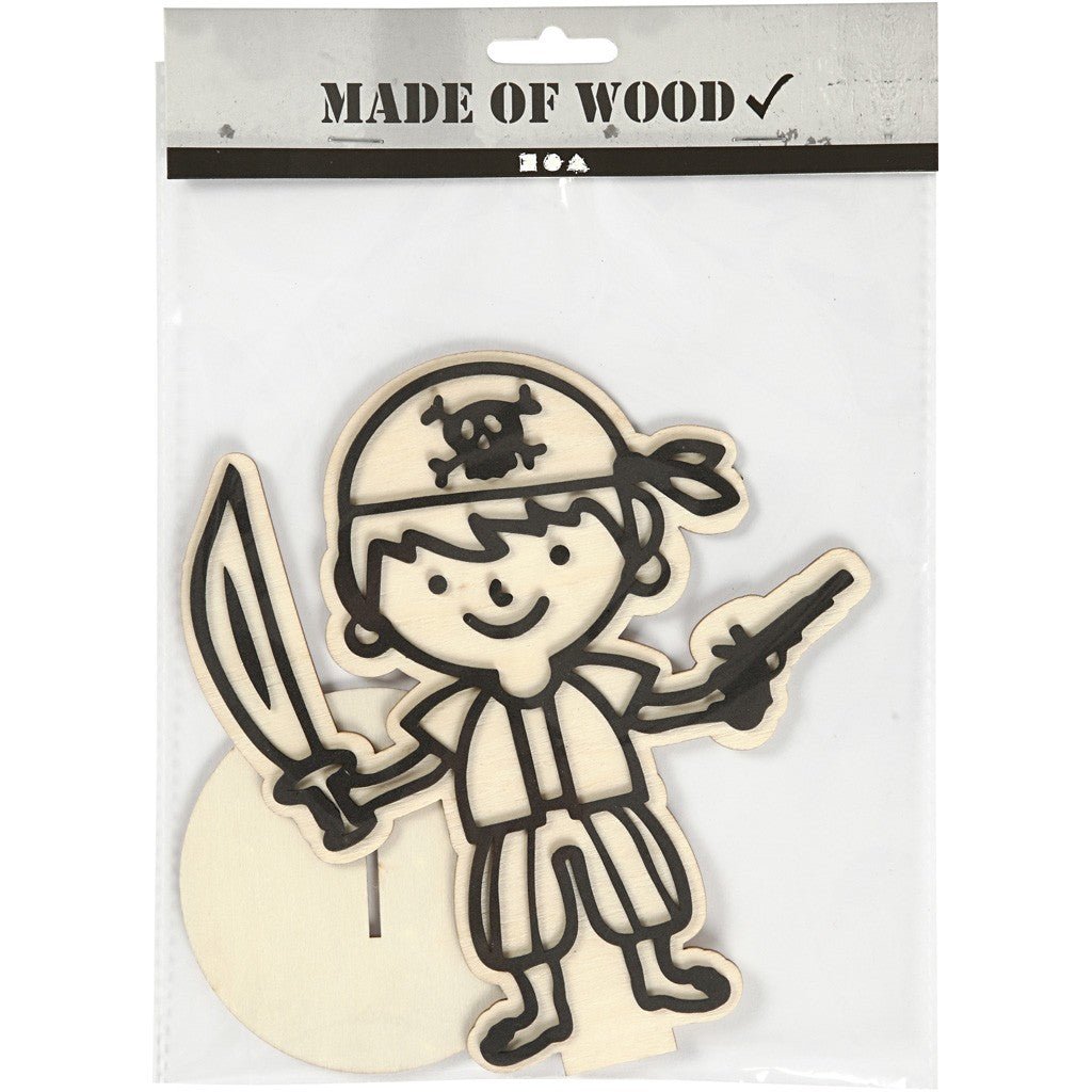EVA Foam Pirate Motif Wooden Figure With Stand Paint Clay Decoration Crafts 17cm - Home - Crafts