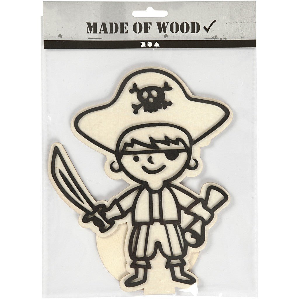 EVA Foam Pirate Motif Wooden Figure With Stand Painting Clay Decoration Crafts - Home - Crafts