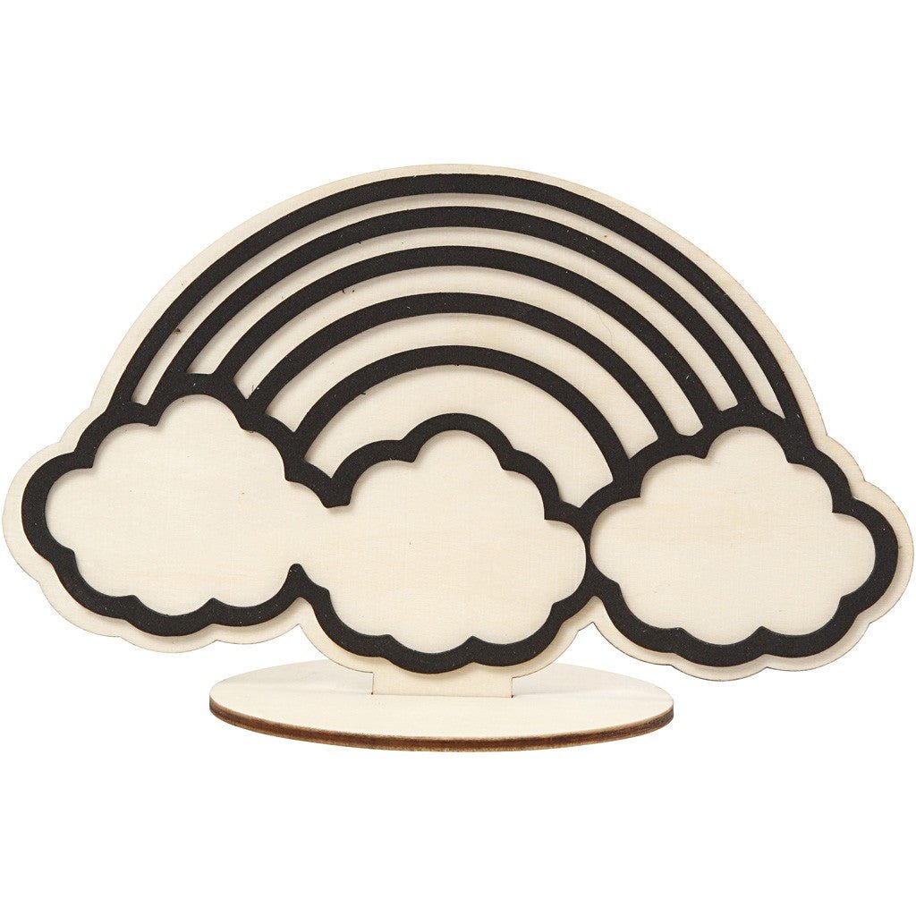 EVA Foam Rainbow Motif Wooden Figure With Stand Painting Clay Decoration Crafts - Home - Crafts
