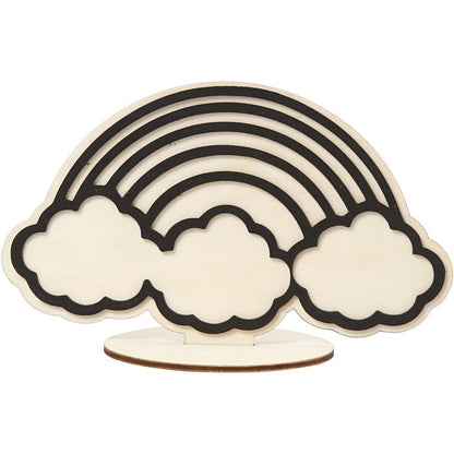EVA Foam Rainbow Motif Wooden Figure With Stand Painting Clay Decoration Crafts - Home - Crafts