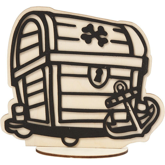 EVA Foam Treasure Box Motif Wooden Figure With Stand Paint Clay Decoration Craft - Home - Crafts