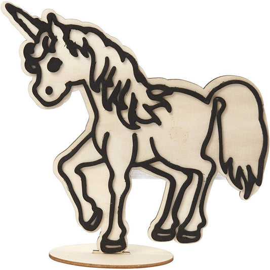 EVA Foam Unicorn Motif Wooden Figure With Stand Painting Clay Decoration Crafts - Home - Crafts