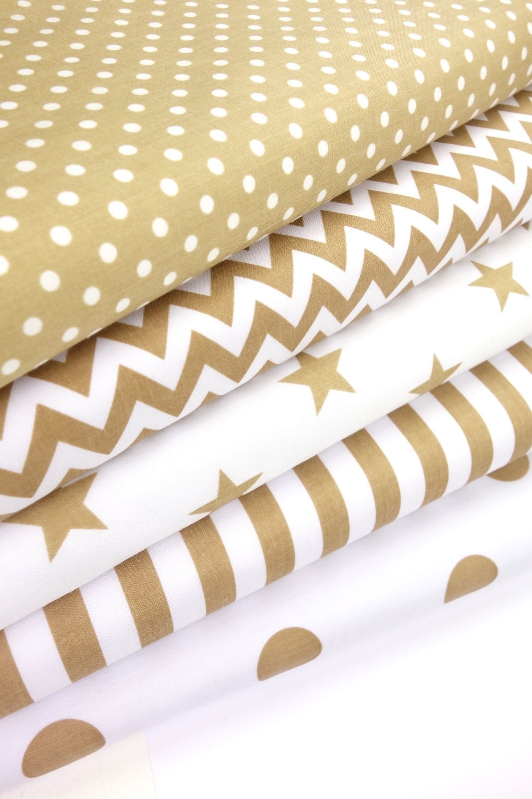 Fabric Bundles Fat Quarters Polycotton Material Beige Geometrics Stars Spots Children Craft - Home - Crafts