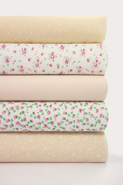 Fabric Bundles Fat Quarters Polycotton Material Florals Spots Plain Craft - PEACH - Home - Crafts