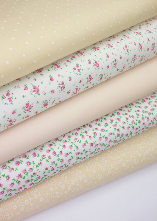Fabric Bundles Fat Quarters Polycotton Material Florals Spots Plain Craft - PEACH - Home - Crafts