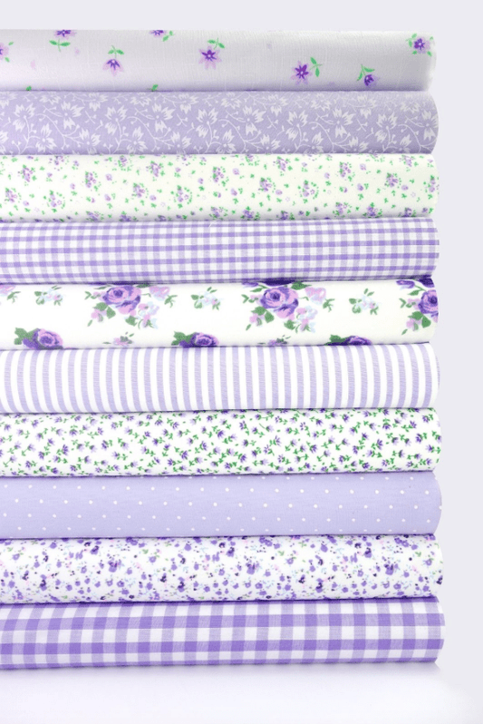 Fabric Bundles Fat Quarters Polycotton Material Flowers Gingham Spots Craft - LILAC - Home - Crafts