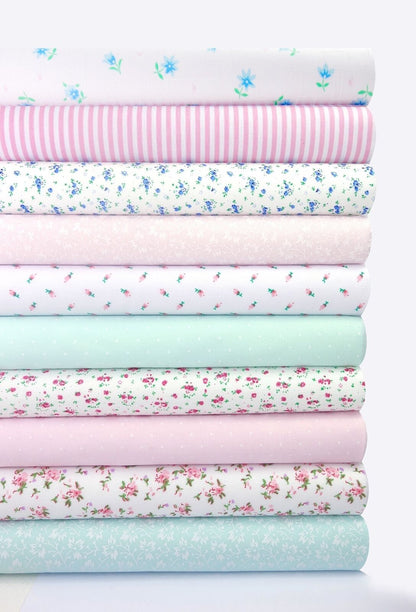 Fabric Bundles Fat Quarters Polycotton Material Flowers Stripes Spots Craft - PINK TURQUOISE - Home - Crafts