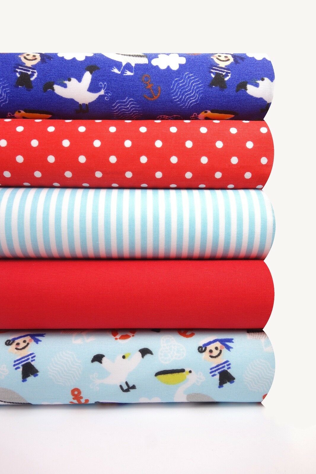 Fabric Bundles Fat Quarters Polycotton Material Pirates Spots Stripes Children Craft - Home - Crafts