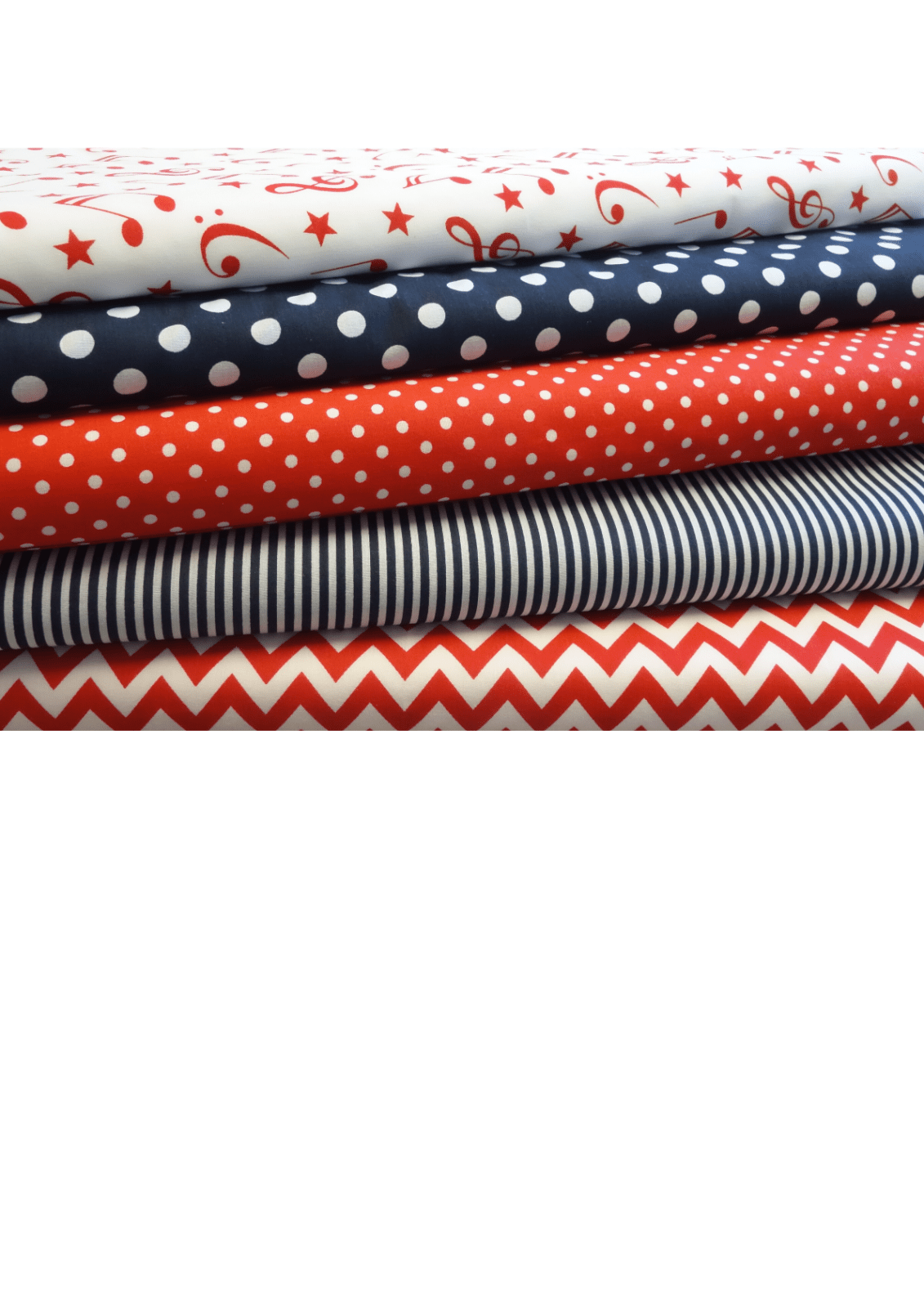 Fabric Bundles Fat Quarters Polycotton Material Red Navy Geometrics Musical Children Craft - Home - Crafts