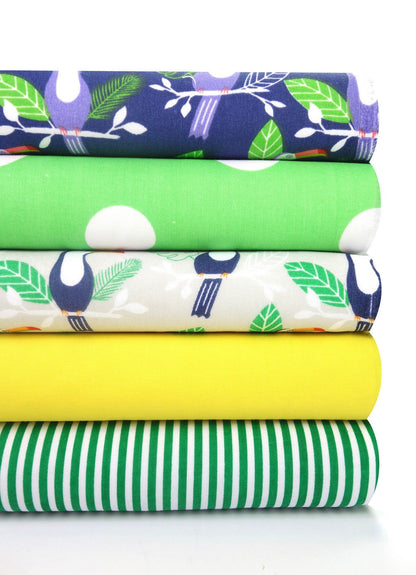 Fabric Bundles Fat Quarters Polycotton Material Tropical Spots Children Craft - Home - Crafts