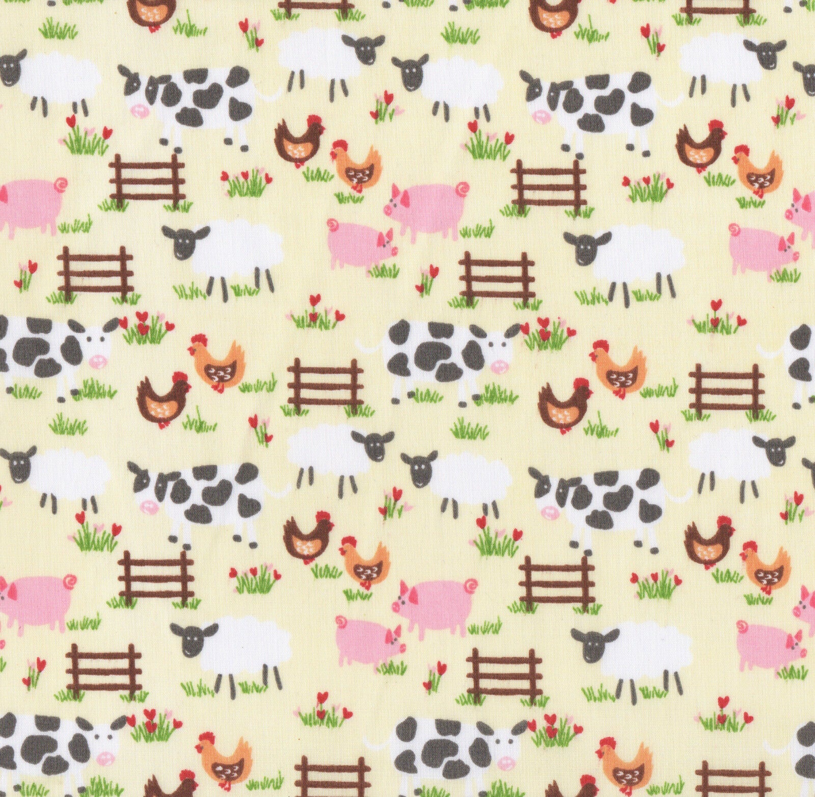 Farmyard Cream Polycotton Children Fabric Choose Size - Home - Crafts