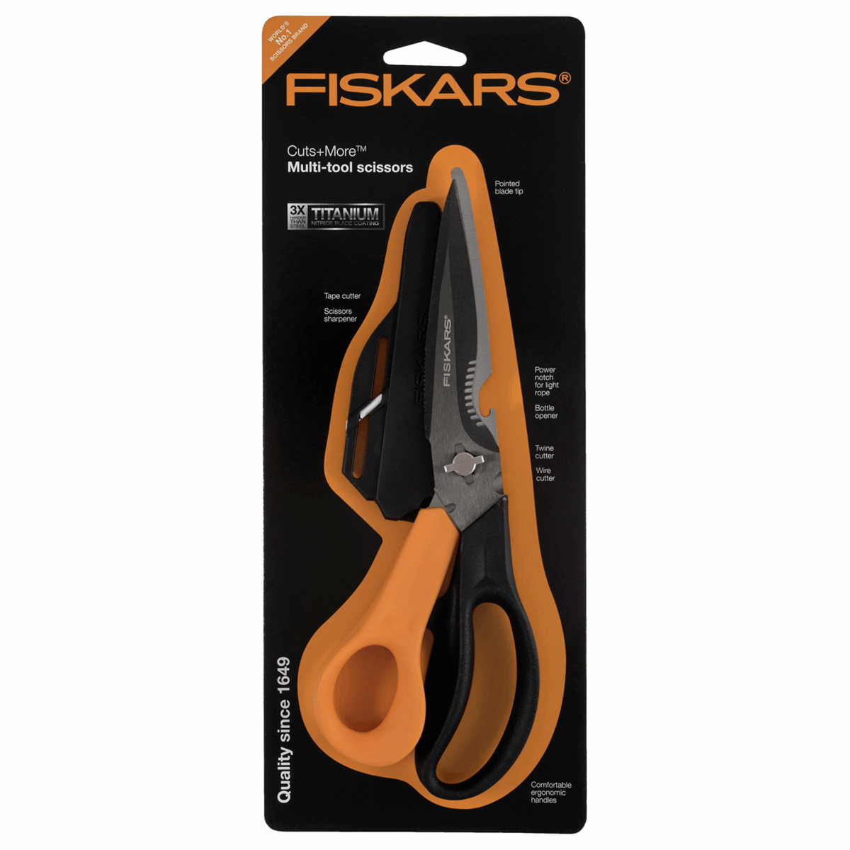 Fiskars Scissors Cuts+More™ Multifuntional 23cm | Paper Fabric Sewing Accessory